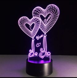 3-D night light with 7 colors
