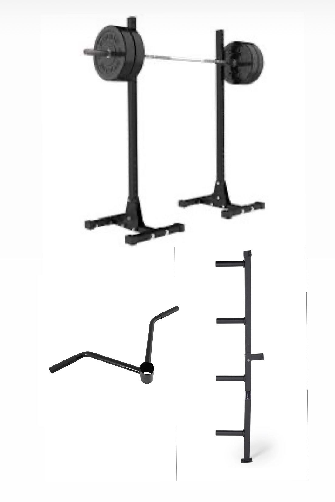 Heavy Duty Squat Racks + Plate Carrier/Yoke + Handles – All Steel Gym Equipment