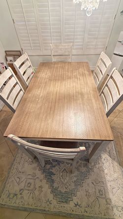 Farmhouse Dining Table with 6 Chairs