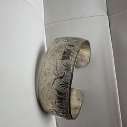 Silver Plated Elephant Fashion Cuff Bangle Bracelet