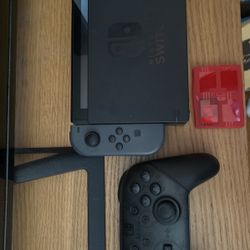 Nintendo Switch Black With Pro Wireless Controller And Game