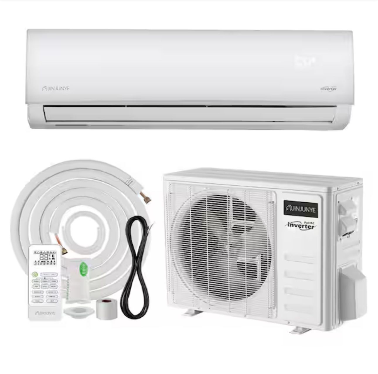 JINJUNYE 18000BTU Mini Split Air Conditioner Ductless Inverter Heat Pump, Min Split AC/Heating System, 208-230V 17SEER2, White