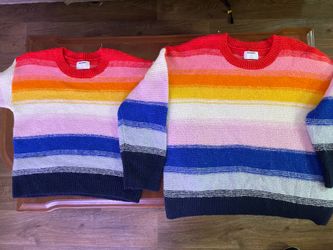 Matching Old Navy Rainbow Knit Striped Sweaters XL & XS