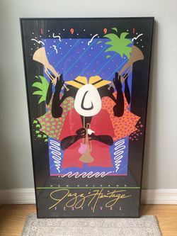 Vintage New Orleans Framed Jazz Fest Poster 1991