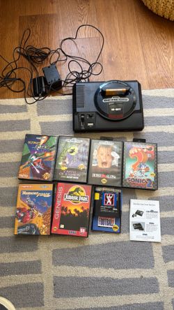 Sega genesis console and games.