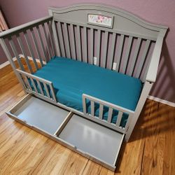 Graco Story 5-in-1 Convertible Baby Crib with Drawer And Dresser, Pebble Gray
