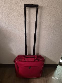 Atlantic Red Rolling Luggage Laptop Bag  Travel Storage with Pop Out Handle