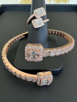 14k rose gold baguette diamond bypass bracelet