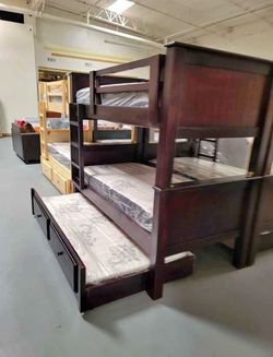 Triple twin bunk bed with mattress included