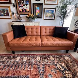 Leather 80”Sofa &  35” Chair – Golden Brown/Cognac