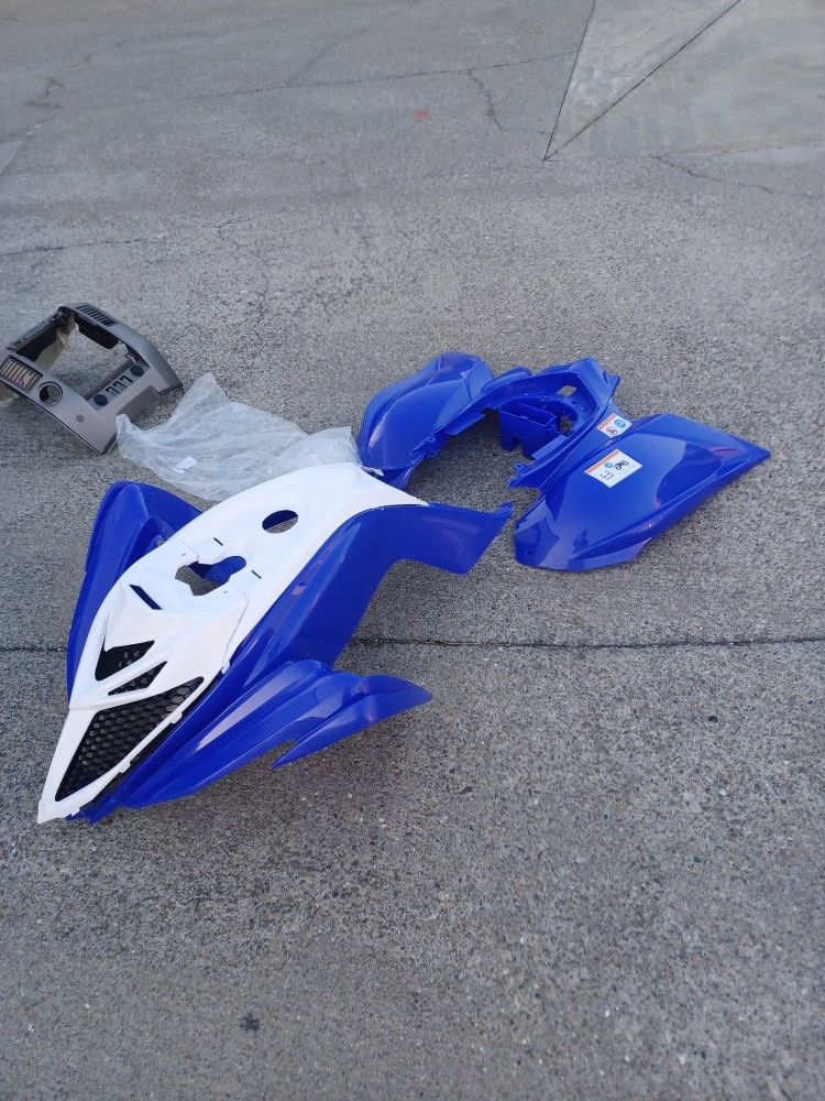 YAMAHA RAPTOR 700 700R BLUE AND WHITE SET OF PLASTICS 