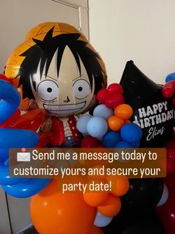 Custom One Piece tabletop balloon stack perfect for birthdays and anime-themed parties! 🎈 Approx. tabletop size 🎈 Great for dessert tables, gift ta