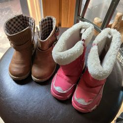 Little Girl Boots Pink Size 5 Brown Size 7