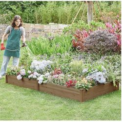 8x4ft Wooden Horticulture Raised Garden Bed Divisible Elevated Planting Planter Box for Flowers/Vegetables/Herbs in Backyard/Patio Outdoor, 93 × 48 x 
