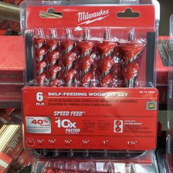 Milwaukee 6pc self-feeding wood bit set with bag, New, Financing available
