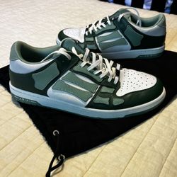 Amiri - Skel-Top Leather White / Green Low Top Sneakers
