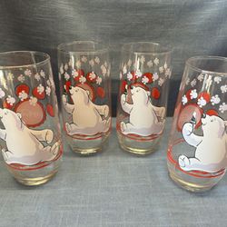  Vintage “Coca-Cola Polar Bear” Glasses (1999) Set of 4 - Great Condition! 