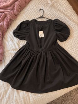 Black Puff Sleeve Babydoll Dress  XS