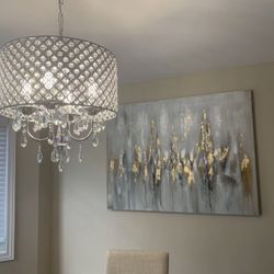 Evatt ” Golden Reflections With Handcrafted Gold Leaf Wrapped Canvas Wall Art Print 36”x48”