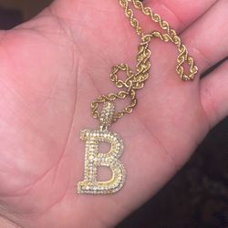 Solid 14k B Pendant 