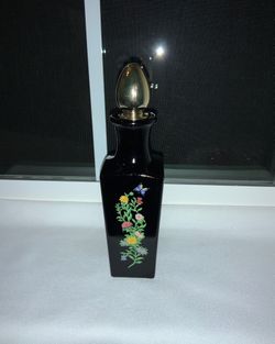 Vintage AVON “Black Glass Hand Painted Bottle With BIRD OF PARADISE Cologne”