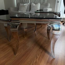 Luxe 3-Piece Table Set – Glass & Chrome (Coffee Table + 2 Side Tables)