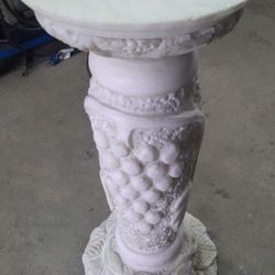 Antique Solid White Marble Pedestal Plant Stand 23" Tall