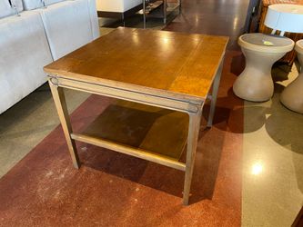 Vintage Mid-Century Modern Walnut Side Table with Burl Wood Corners
