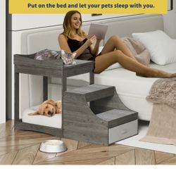 DOG WINDOW PERCH, 3 In 1 Dog Bunk Bed w/ 2 Stairs and 3 Non-Slip Cat Scratch Pads For Cats and Dogs 