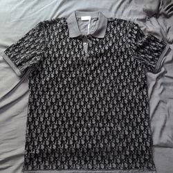 Dior Black Monogram Patterned Polo Shirt – Size XL