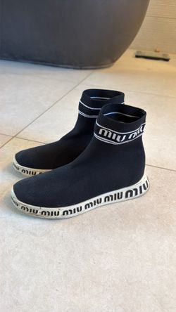 Miu Miu logo knit shoes