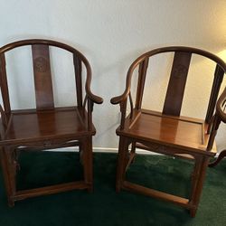 Vintage Chinese Ming Style Horseshoe Chairs