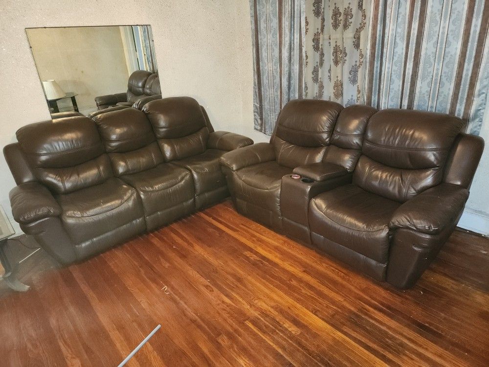 Brown Reclining Sofa and LoveSeat