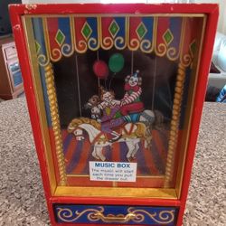 Vintage Otagiri Music Box Clown Horse Carousel Circus Musical Automaton 