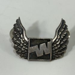 Vintage 1970s Western Airlines Plated Brass Hat Badge ~ 1-5/8" x 2-1/16"