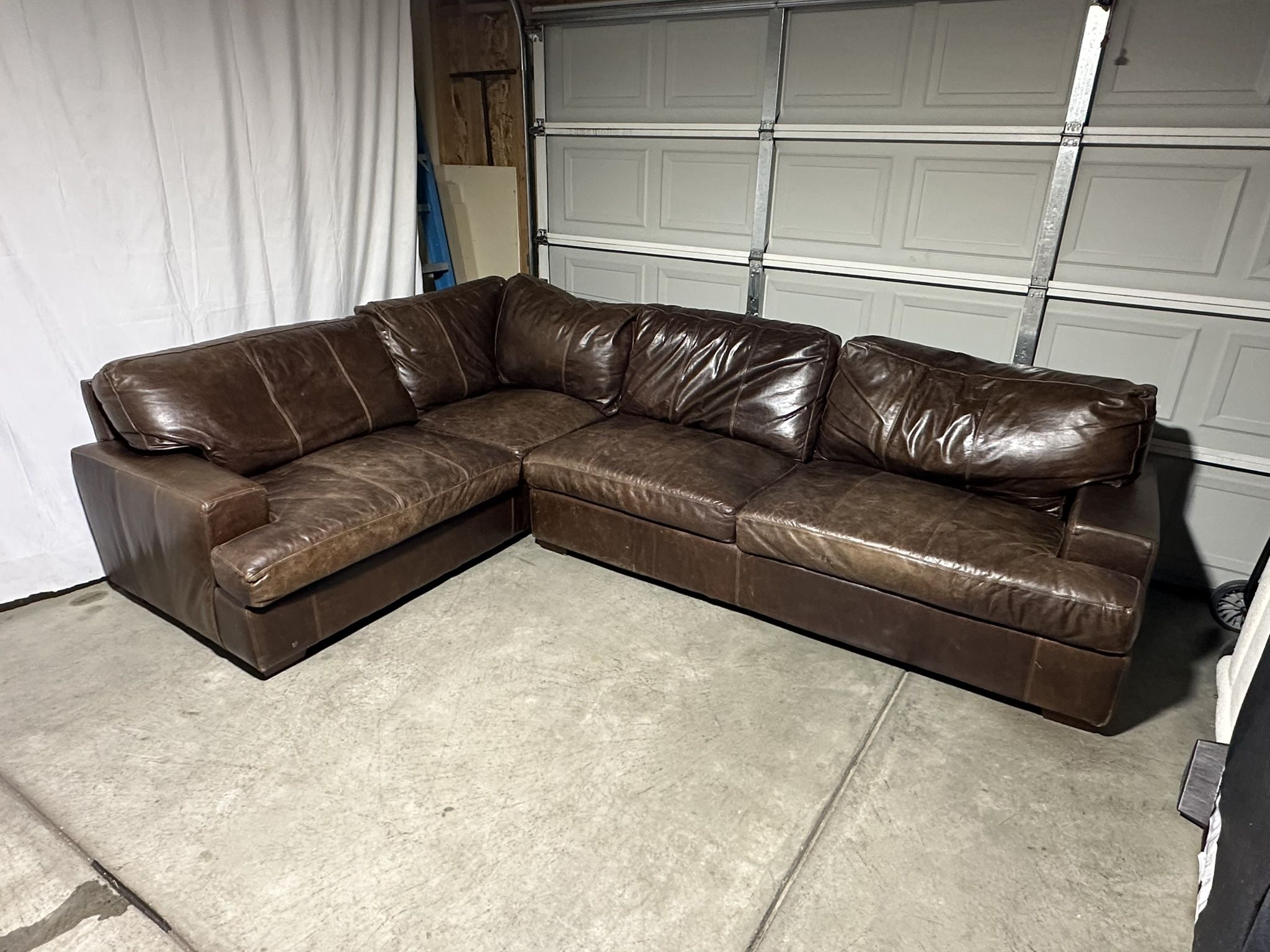 Top Grain Leather Sectional Couch *Free Delivery*