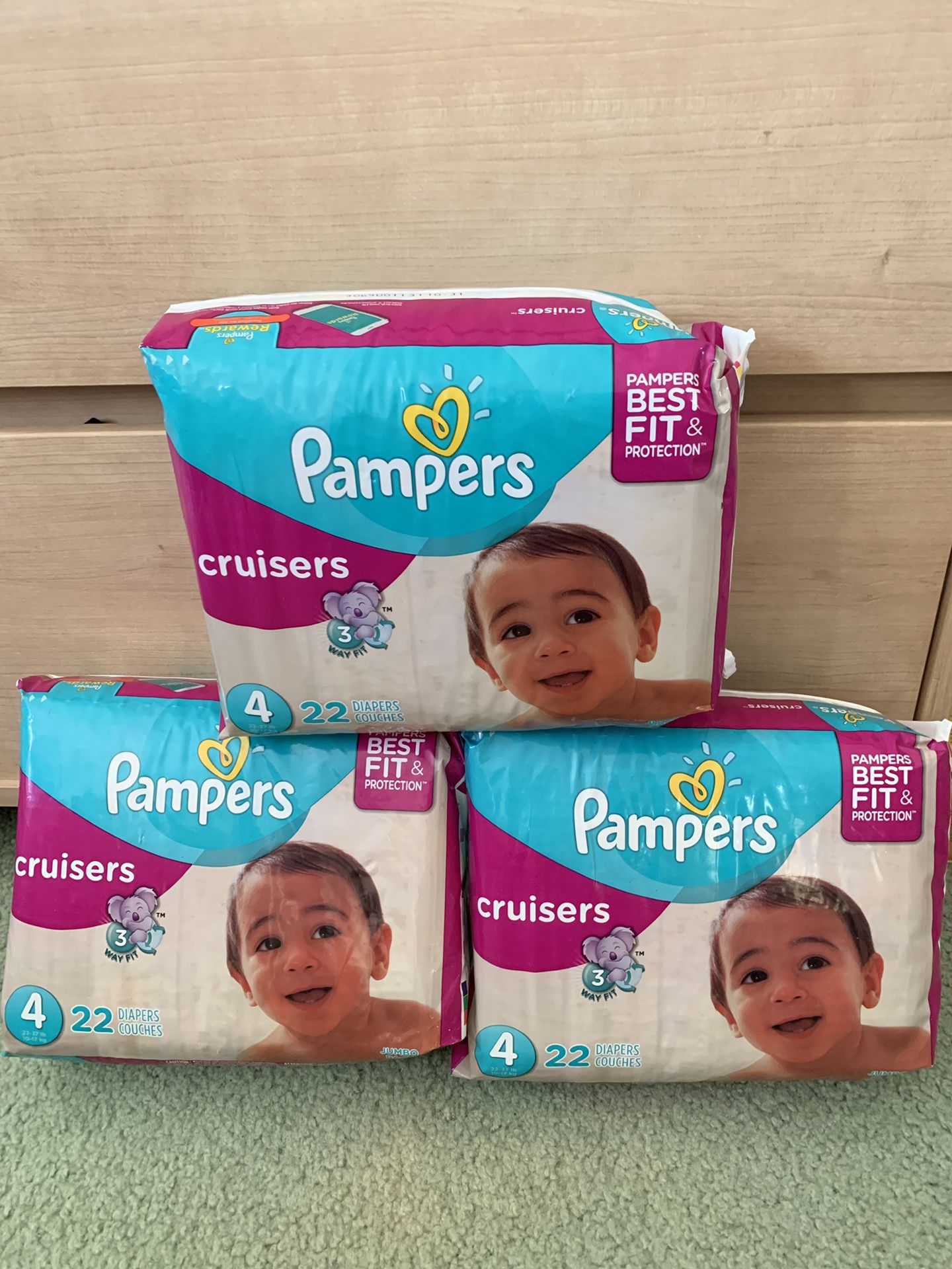 New, Unopened Pampers Easy Ups (3T-4T/30-40 lbs) or Cruisers (Sz 4/22-37 lbs) - 22 ct per pack Baby Diapers