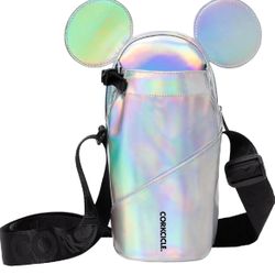 Corkcicle x Disney Minnie Mickey Mouse Ears Crossbody Water Bottle Sling Bag, Fits 16 oz to 40 oz Tumbler – Water Bottle Holder with Strap Securely Ho