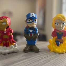 Disney Marvel Iron Man, Captain America, Captain Marvel Toy Semi Hard Plastic 5"