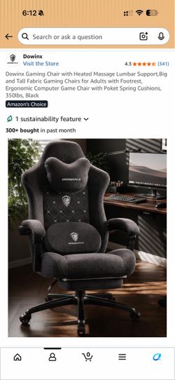 Dowinx Gaming Chair with Footrest, Black