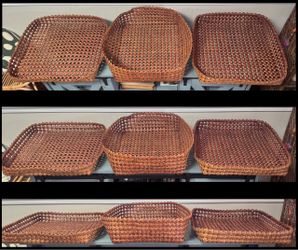 Set of Three Woven Splint Tobacco Trays Baskets Decorative Decor $80 for All