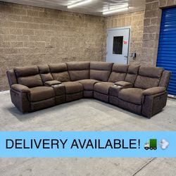 Brown Microfiber Power Reclining L Sectional Couch Sofa (DELIVERY AVAILABLE! 🚛💨)