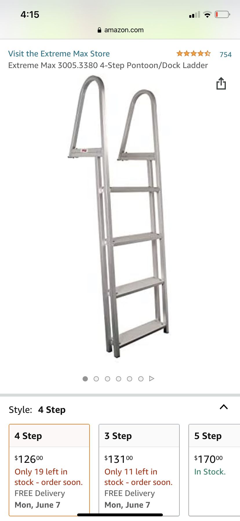 Photo Aluminum Ladder For Boat Pontoon Dock