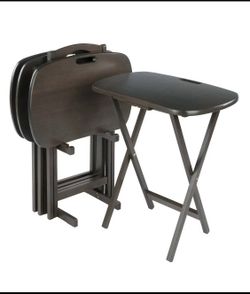 New Other Winsome Lucca 3 Portable Folding TV Trays & Stand Set, Oyster Gray