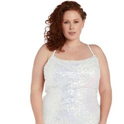 New NEVER Worn White Iridescent Sequin Prom Dress