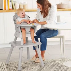  8 in 1 Baby High Chair for Babies & Toddlers Table and Chair Set Building Block Table Highchair with Safety Harness, Removable Tray（Wavy）