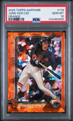2025 Topps Chrome Sapphire Jung Hoo Lee /25 Orange PSA 10