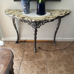 Cast Iron Table And Mirror Set
