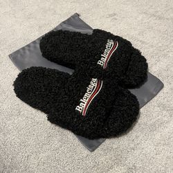 Balenciaga Black Slides Size 10