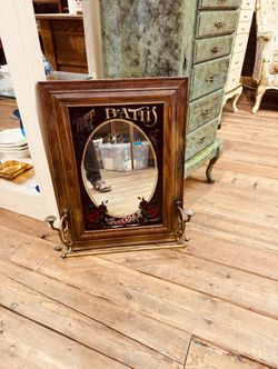 Vintage Hensley Hot Bath Massages Mirror Salon Barber Decor With Coat Hat Rack